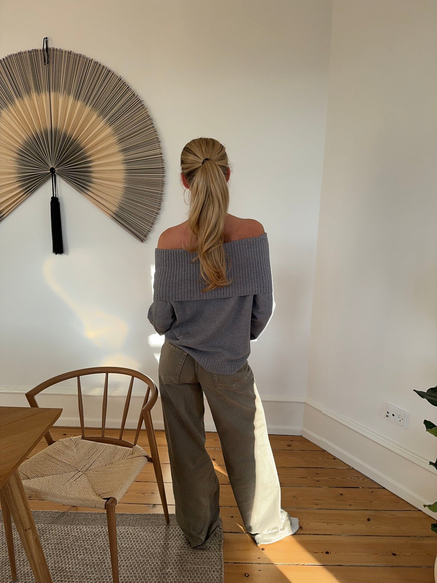 Billie off shoulder knit - Grey