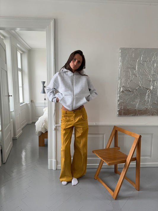 Olive jeans with details - Yellow